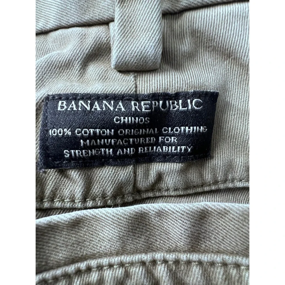 Banana Republic Emerson Chino Mens 38x32 Olive Green Straight Leg Cotton Pants